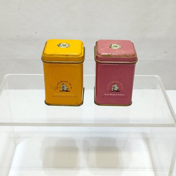 John Wagner & Sons Tea Tins Set Orange Pekoe & India Collectible Kitchen Décor - Picture 2 of 7